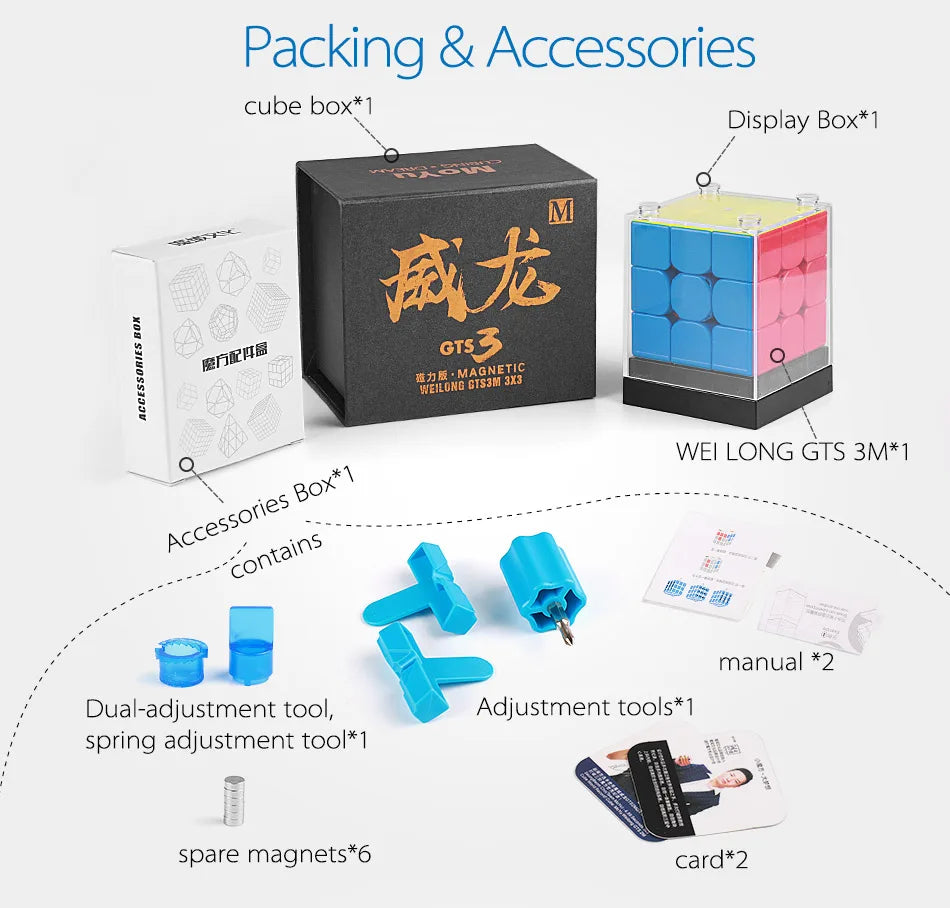 MoYu WeiLong GTS3M, a magnetic 3x3 speed cube known for its smooth performance and high speed.