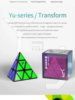 YJ Yulong V2M Pyraminx, a magnetic and smooth pyraminx puzzle for fast solving.