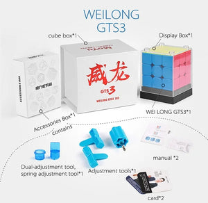 MoYu WeiLong GTS3M, a magnetic 3x3 speed cube known for its smooth performance and high speed.