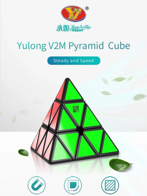 YJ Yulong V2M Pyraminx, a magnetic and smooth pyraminx puzzle for fast solving.