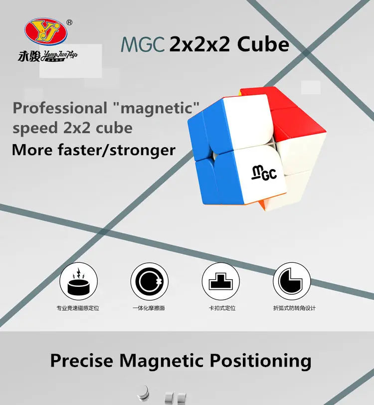 YJ MGC 2x2, a magnetic and fast 2x2 speed cube for quick and smooth solving.