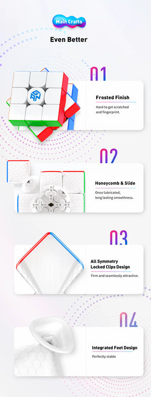 GAN11, a high-performance magnetic 3x3 speed cube designed for smooth turning and rapid solving.