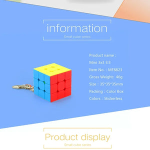 MoYu 3x3 KeyChain, a mini and portable 3x3 speed cube designed as a keychain for on-the-go solving.