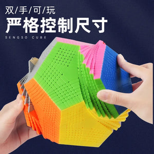 SengSo Megaminx 13x13, a large and complex dodecahedron puzzle offering a challenging solving experience for advanced speedcubers