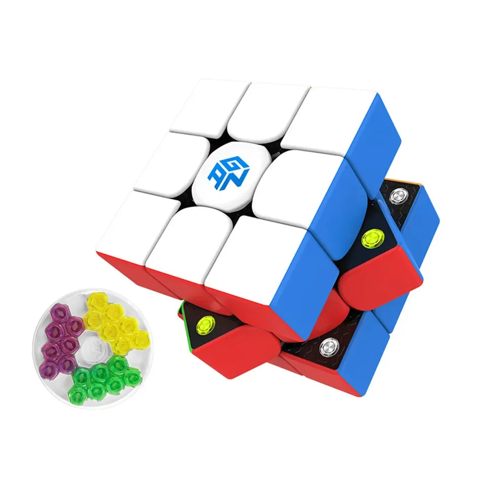 GAN 354M V2, a compact and magnetic 3x3 speed cube designed for smooth turning and high-speed solving