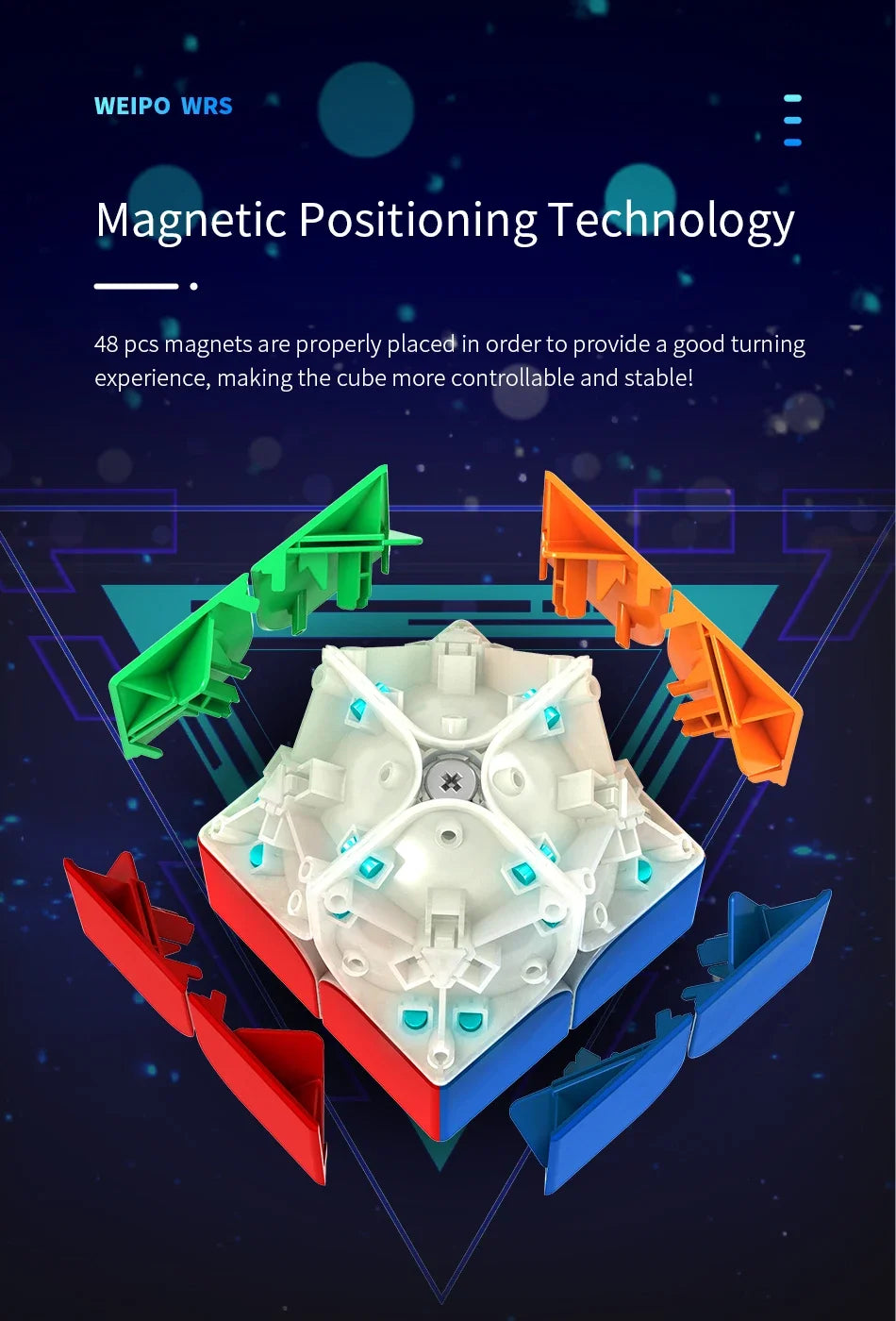 MoYu WeiPo WRS, a high-performance 3x3 magnetic speed cube known for its smooth turning and speed.