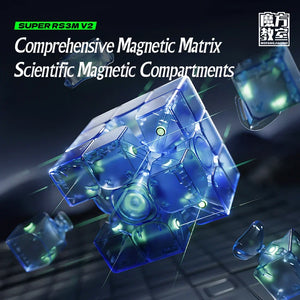 MoYu Super RS3M V2, an upgraded magnetic 3x3 speed cube offering enhanced performance and smoother turning.