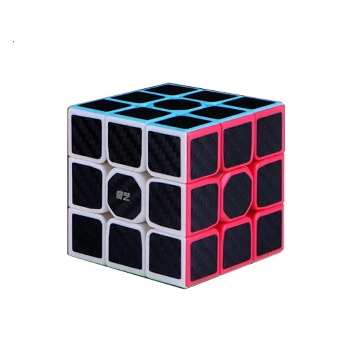 QiYi Carbon Fiber Cube, a sleek and durable 3x3 speed cube with a carbon fiber design.