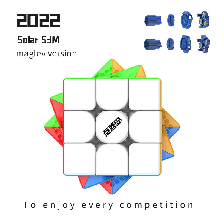DianSheng Solar S3M 2022, a high-performance magnetic 3x3 speed cube designed for smooth turning and fast solving with modern updates for improved speedcubing.