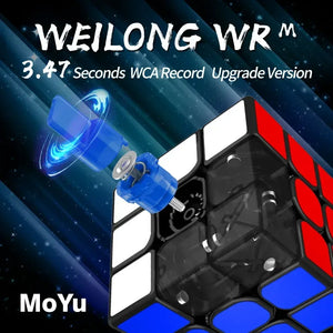 MoYu WeiLong WRM 2019, a high-performance magnetic 3x3 speed cube designed for fast and smooth turning.