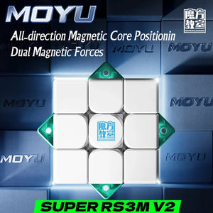 MoYu Super RS3M V2, an upgraded magnetic 3x3 speed cube offering enhanced performance and smoother turning.