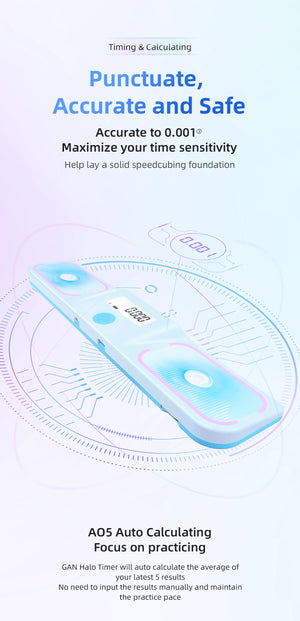 GAN Halo Smart Timer (Blue), a high-tech and accurate timer designed for speedcubers with smart features and a sleek blue design
