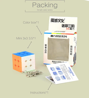 MoYu 3x3 KeyChain, a mini and portable 3x3 speed cube designed as a keychain for on-the-go solving.
