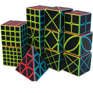 QiYi Carbon Fiber Cube, a sleek and durable 3x3 speed cube with a carbon fiber design.