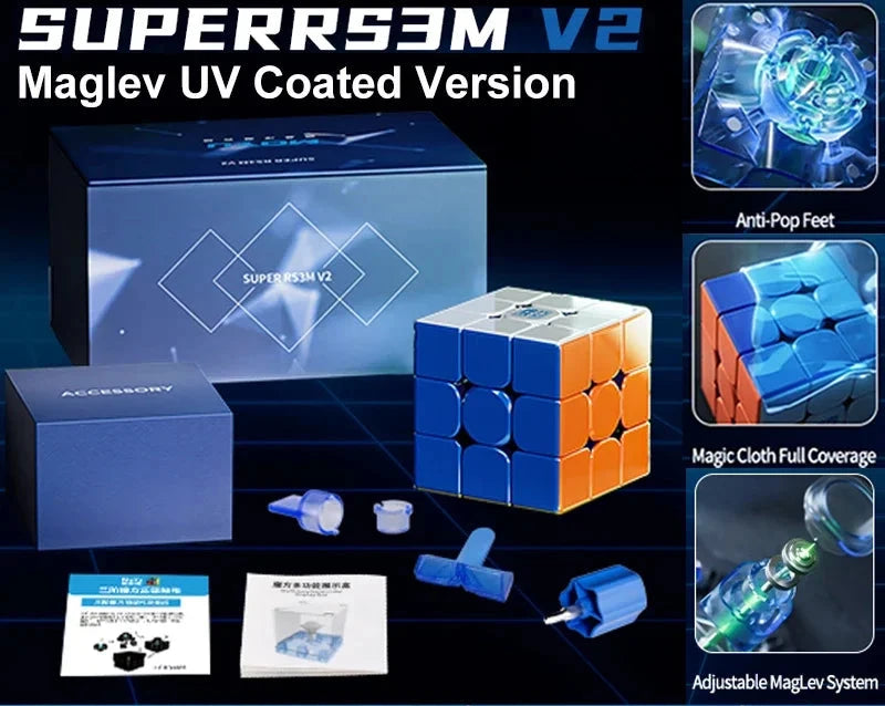 MoYu Super RS3M V2, an upgraded magnetic 3x3 speed cube offering enhanced performance and smoother turning.