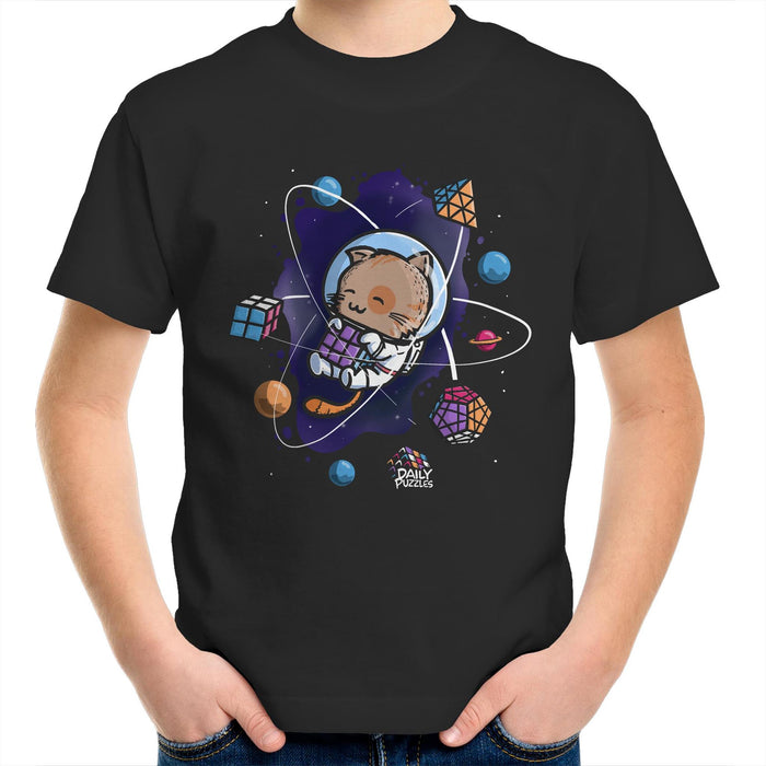 DailyPuzzles Youth Space Cat T-Shirt - DailyPuzzles