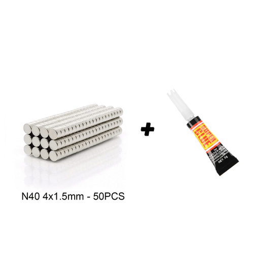 Neodymium Rare-Earth Magnets N40 50PCS 4mm x 1.5mm + Optional Super Glue - DailyPuzzles